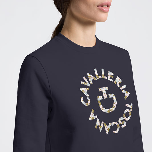 Women’s Cotton Crewneck Floral Logo Cavalleria Toscana