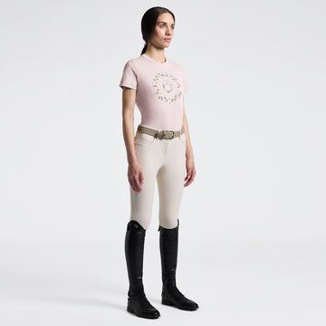 Women's T-Shirt with Floral Embroidery Cavalleria Toscana