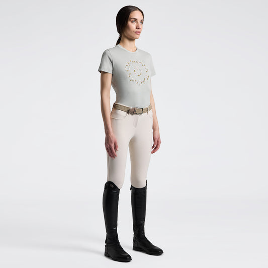 Women's T-Shirt with Floral Embroidery Cavalleria Toscana